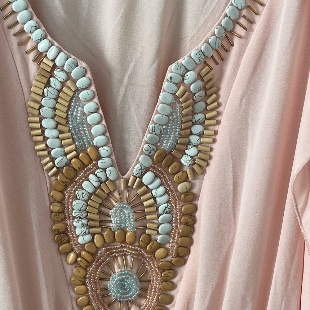 Gorgeous Beaded Cold Shoulder Flutter Detail Dress - image 3